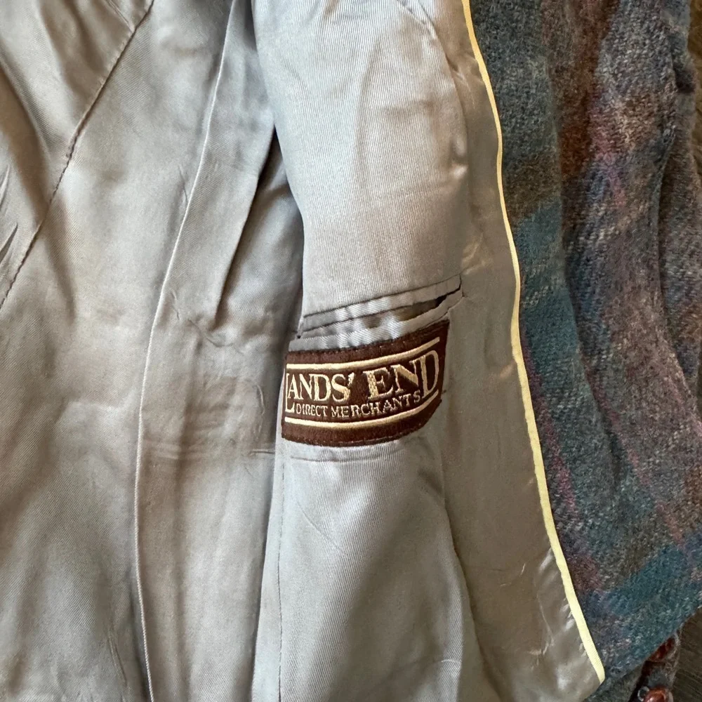 L.L. Bean Plaid Blazer in Blue and Brown